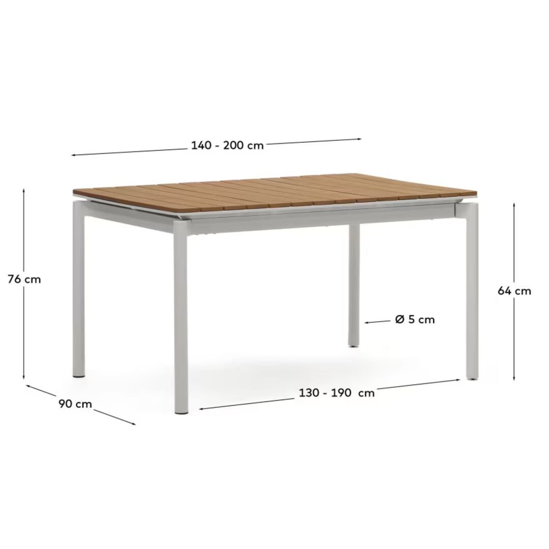 Kave_Home_Gartentisch_Canyelles_ausziehbar_Hellgrau_140-200_Dimesnions