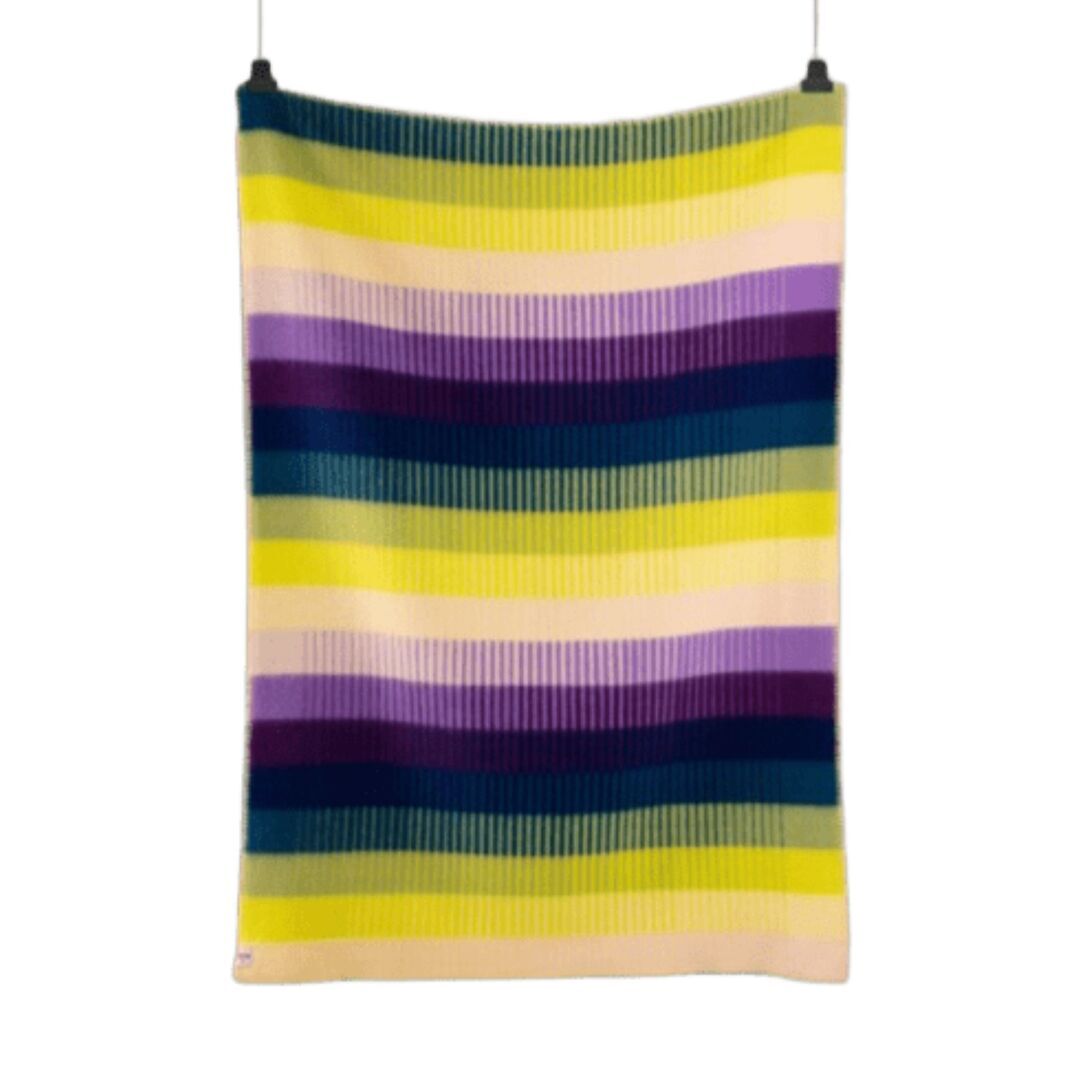 Røros Tweed Lammwolldecke Åsmund Gradient 135 x 200 cm von Røros Tweed Gelb/Blau