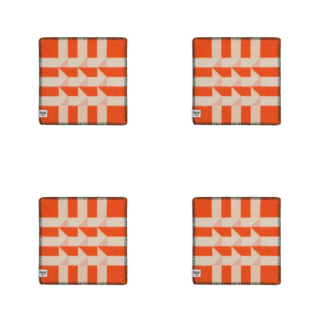 Røros Tweed Sitzkissen aus Lammwolle Kvam im 4er Set von Røros Tweed Orange