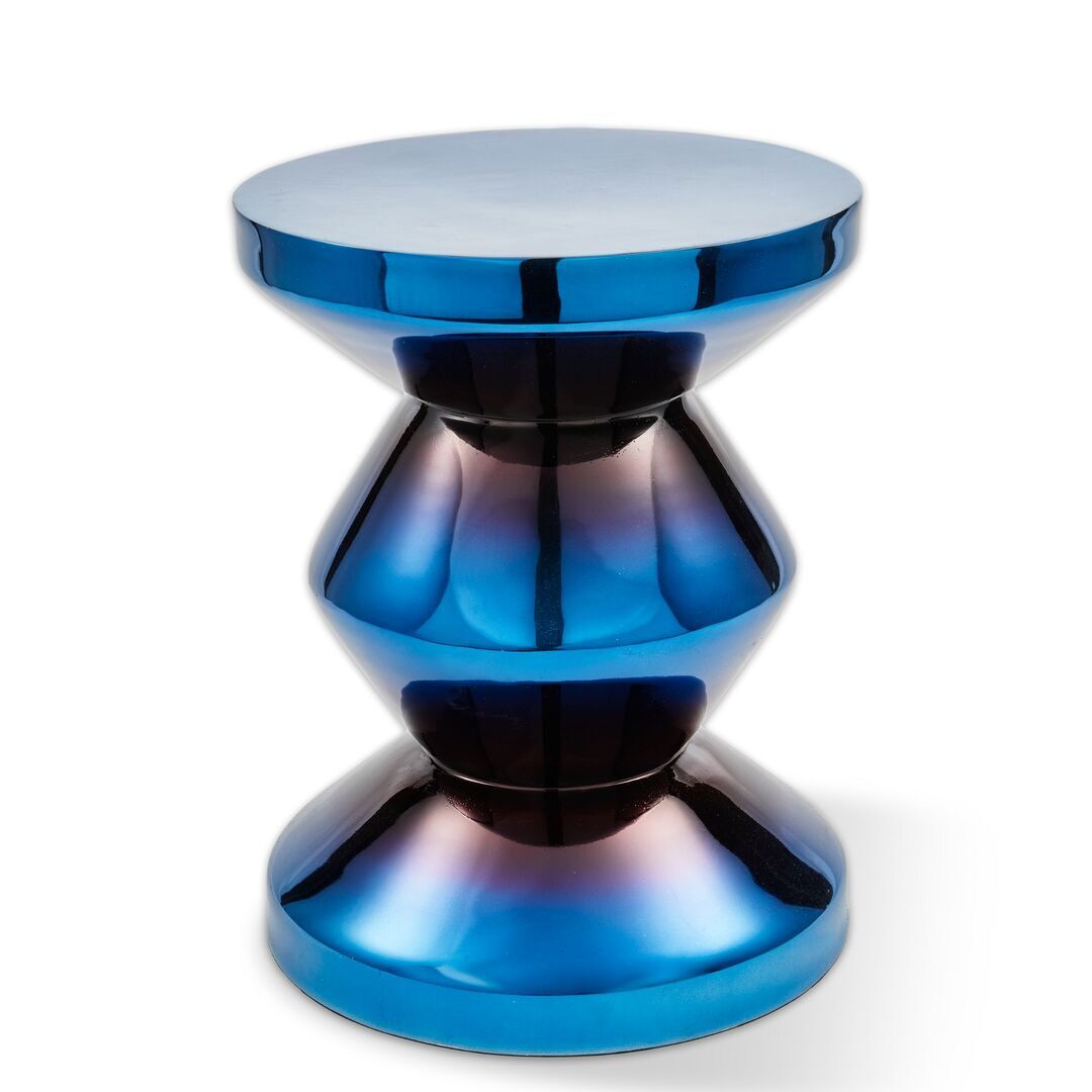 Pols Potten Metallhocker Zig Zag von Pols Potten Blau Metallic