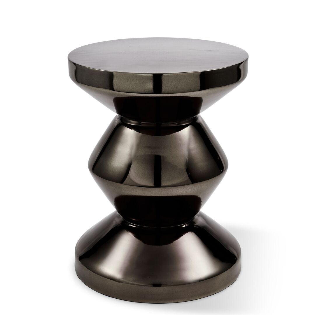 Pols Potten Metallhocker Zig Zag von Pols Potten Schwarz Nickel