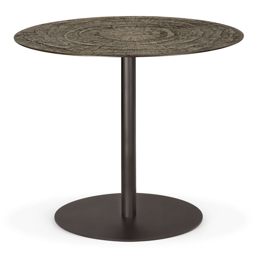 Ethnicraft_25936_Blend_dining_table_varnished_Minerals_Ray_Whisky_top_round_with_base_metal_Dark_Bronze