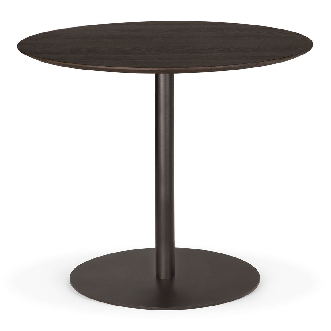 Ethnicraft_51949_Blend_dining_table_varnished_oak_Brown_top_round_with_base_metal_Dark_Bronze