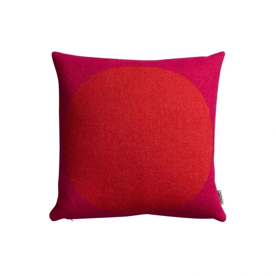 Røros Tweed,Lammwollkissen Åsmund Bold 50 x 50 cm von Røros Tweed,Rot/Türkis,Wohntextilien,Zierkissen