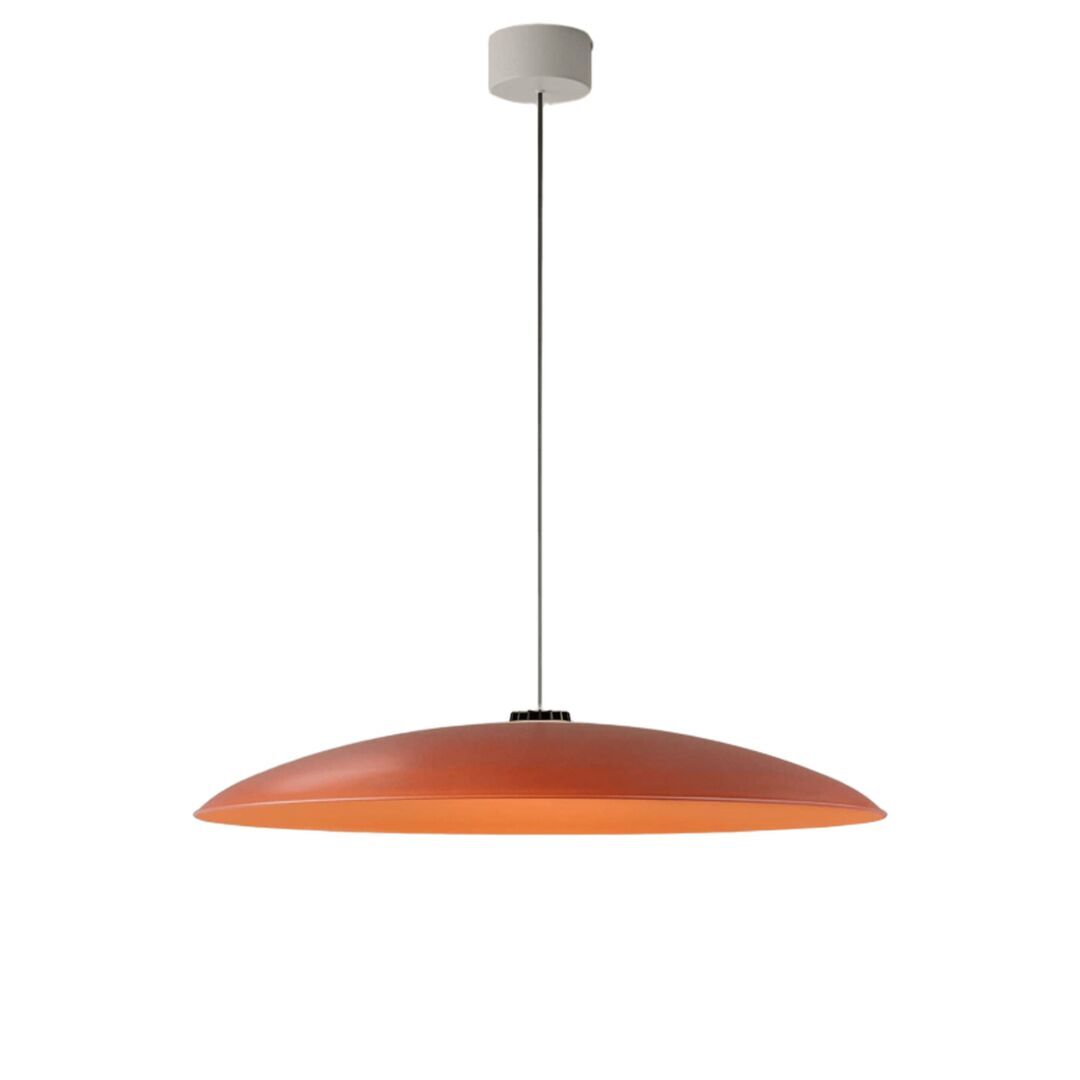 Santa & Cole Pendelleuchte HeadLed Metallic L von Santa & Cole Hematite Red, 3 M / 118.1", White Surface Dimmable 1-10V