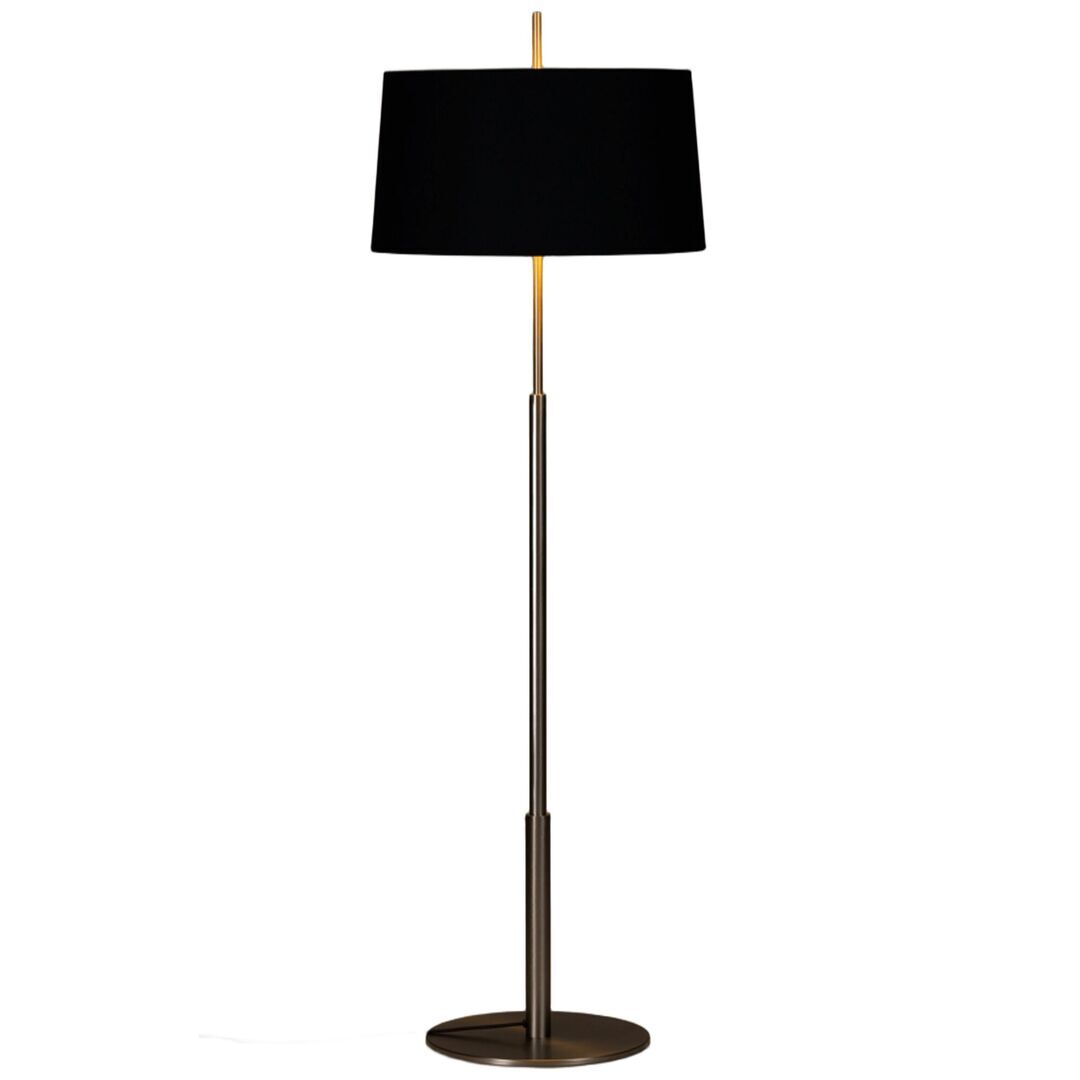 Santa & Cole Stehleuchten Diana Mayor von Santa & Cole  Black Linen with Stone Parchment Upper Diffuser, Weiss / Weiss, Satin Nickel