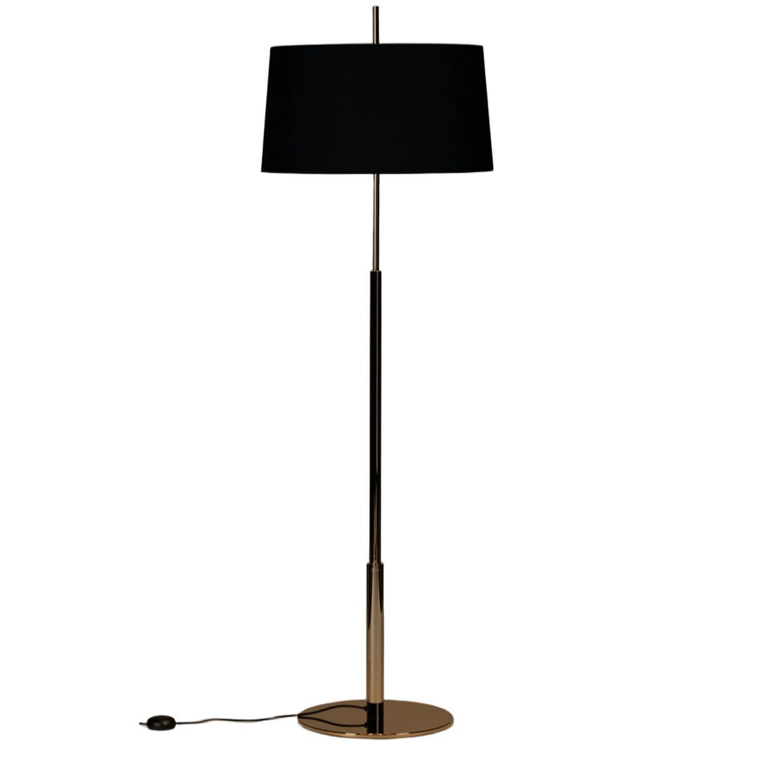 Santa & Cole Stehleuchten Diana Mayor von Santa & Cole  Black Linen with Stone Parchment Upper Diffuser, Weiss / Weiss, Shiny Gold