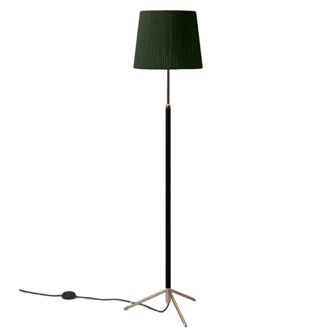 Santa & Cole Stehleuchten Pie de Salón G3 von Santa & Cole  Green Raw Color Ribbon, Chrome-Plated