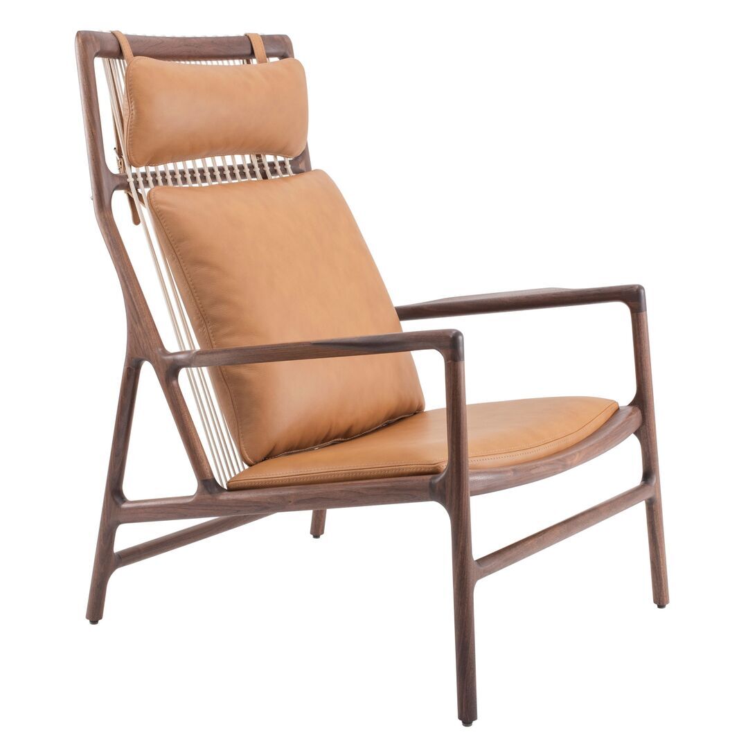 Gazzda Dedo Lounge Chair von Gazzda Dakar Leder 3411 Nature - Nussbaum geölt