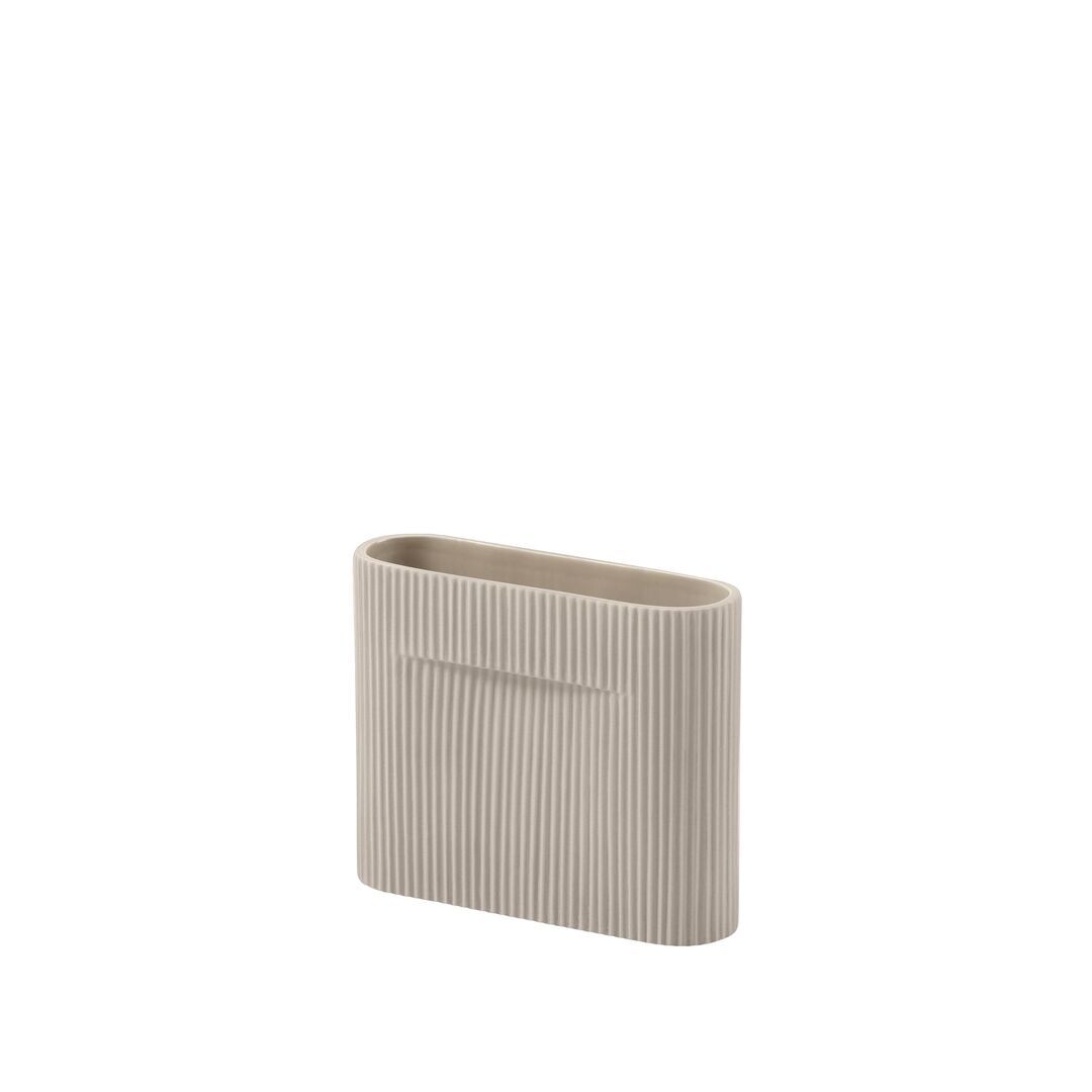 Muuto Ridge Vase Beige, H: 16.5 cm