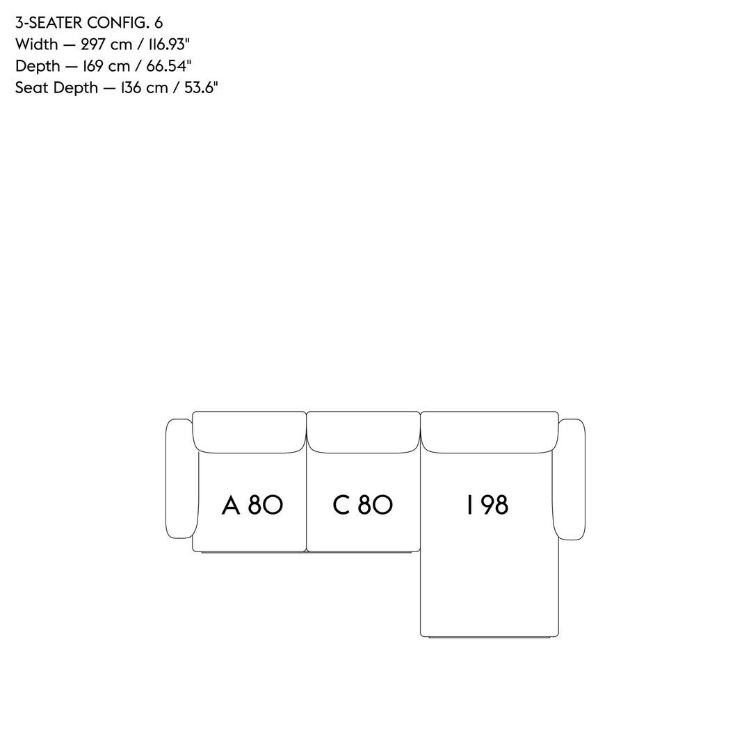 Muuto Modular 3-Sitzer Sofa mit Chaiselounge In Situ von Muuto 