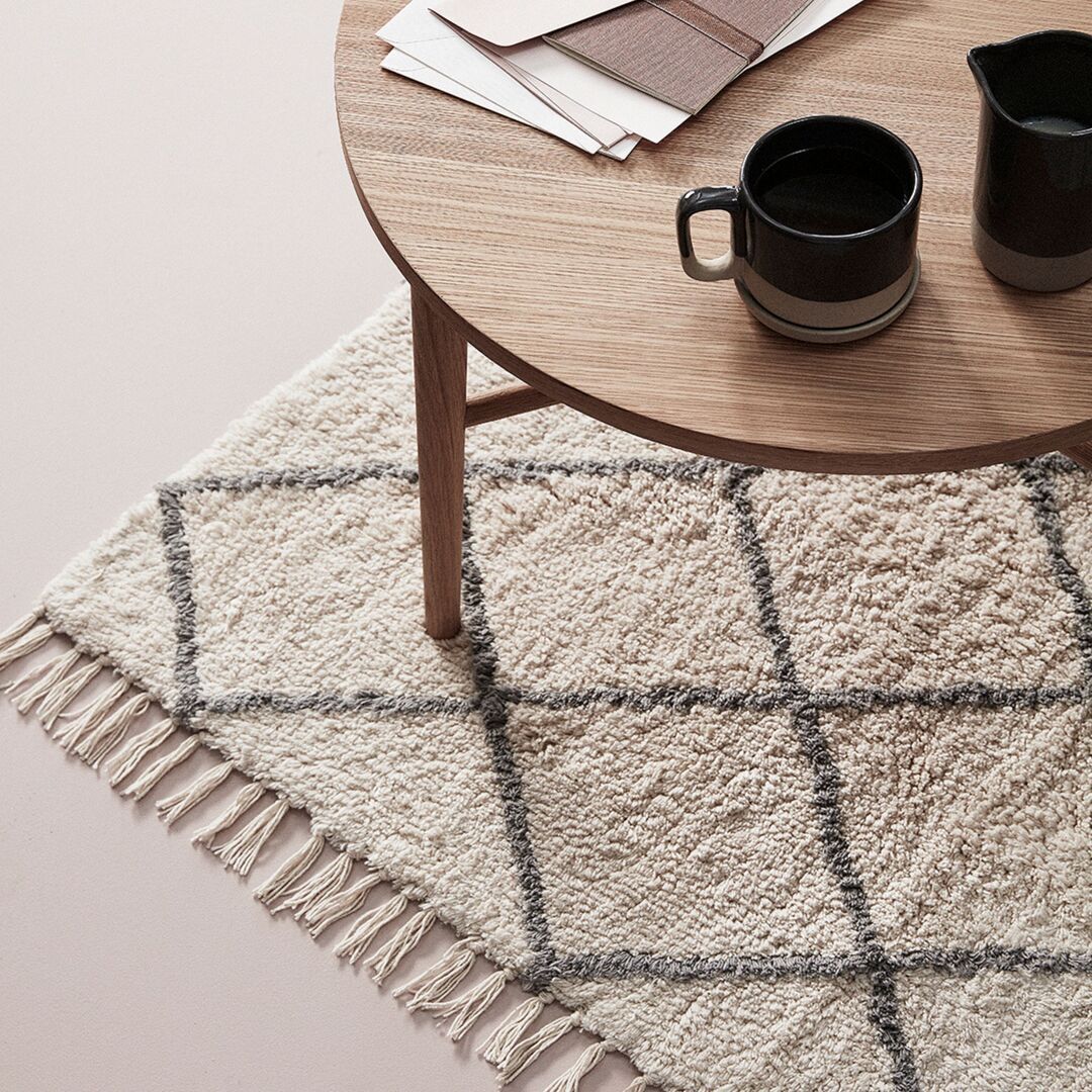 Hübsch Rhomb Teppich Small Weiß/Grau