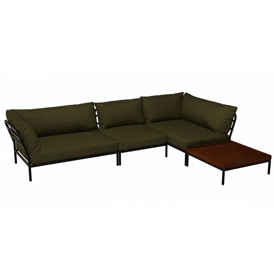 Houe Houe LEVEL 2 Kombination 08 - Outdoor Sofa Dark Grey, Leaf Heritage 42