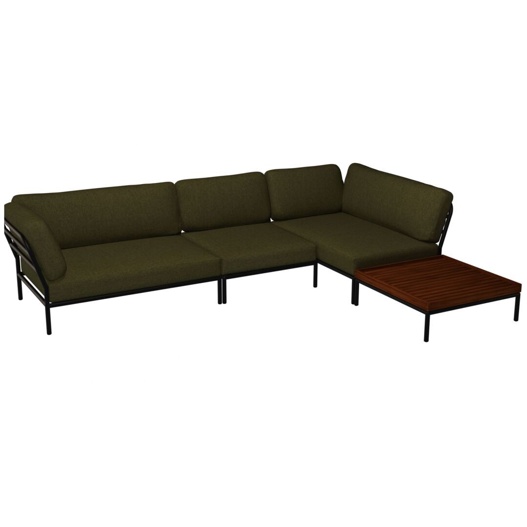 Houe Houe LEVEL Kombination 08 - Outdoor Sofa Dark Grey, Leaf Heritage 42