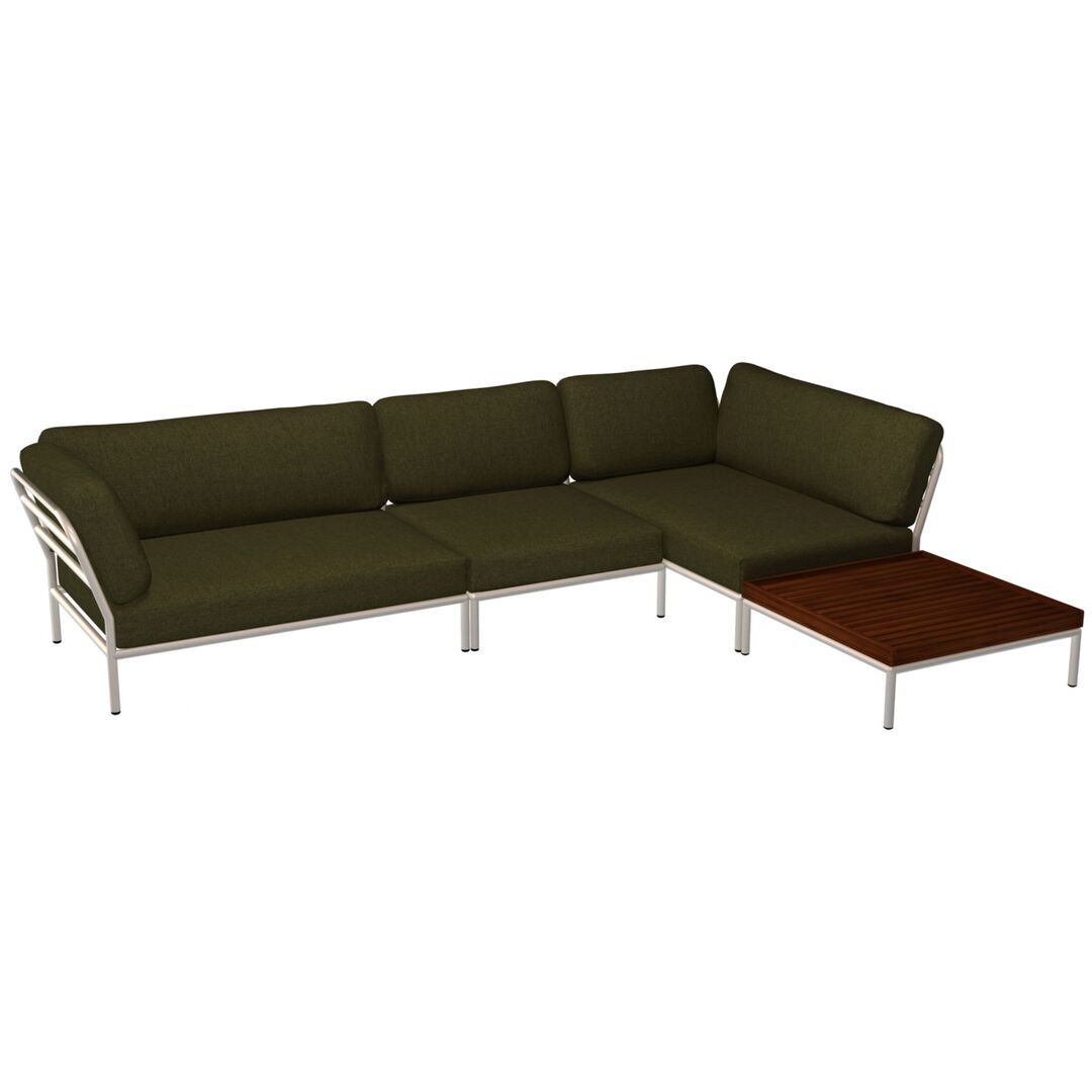 Houe Houe LEVEL Kombination 08 - Outdoor Sofa Muted White, Leaf Heritage 42