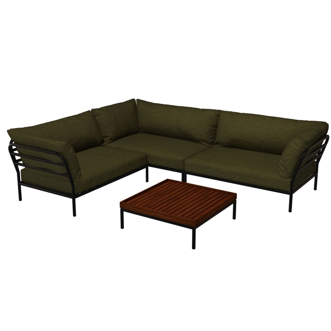 Houe Houe LEVEL 2 Kombination 05 - Outdoor Sofa Dark Grey, Leaf Heritage 42