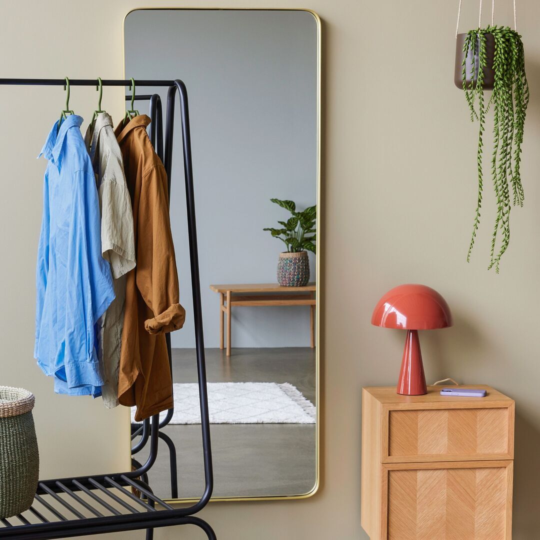 Hübsch,Retro Wandspiegel von Hübsch,Messingfarben,Klein,wohnaccessoires,Spiegel