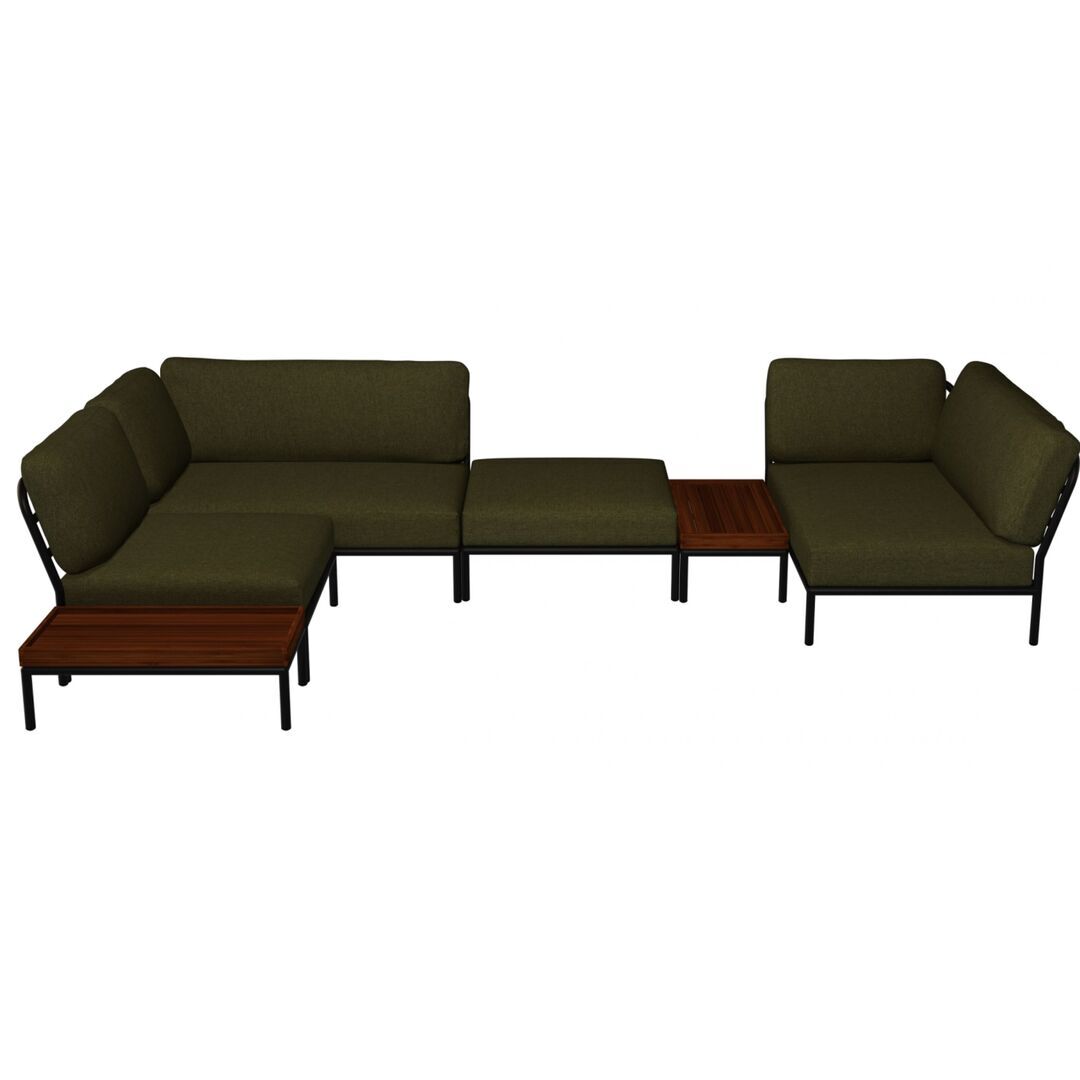 Houe Houe LEVEL Kombination 04 - Outdoor Sofa Dark Grey, Leaf Heritage 42