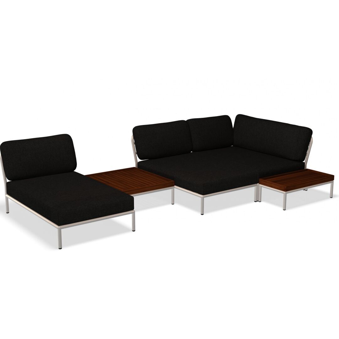 Houe Houe LEVEL Kombination 03 - Outdoor Sofa Muted White, Dark Grey Basic 98