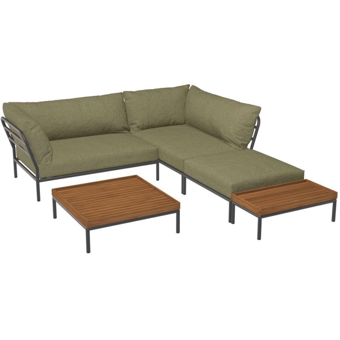 Houe Houe LEVEL 2 Kombination 02  - Outdoor Sofa Dark Grey, Leaf Heritage 42