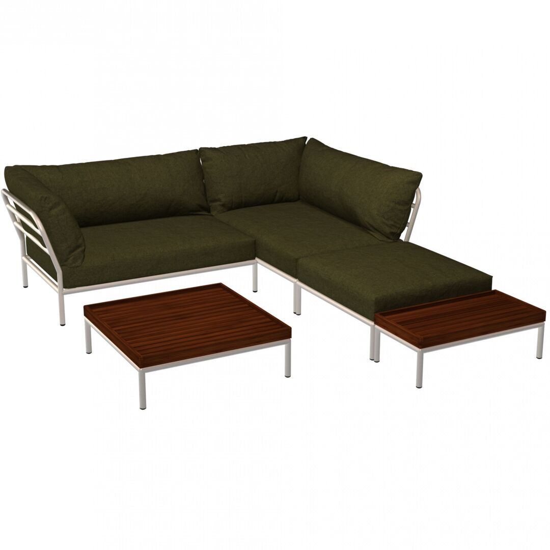 Houe Houe LEVEL 2 Kombination 02  - Outdoor Sofa Muted White, Leaf Heritage 42