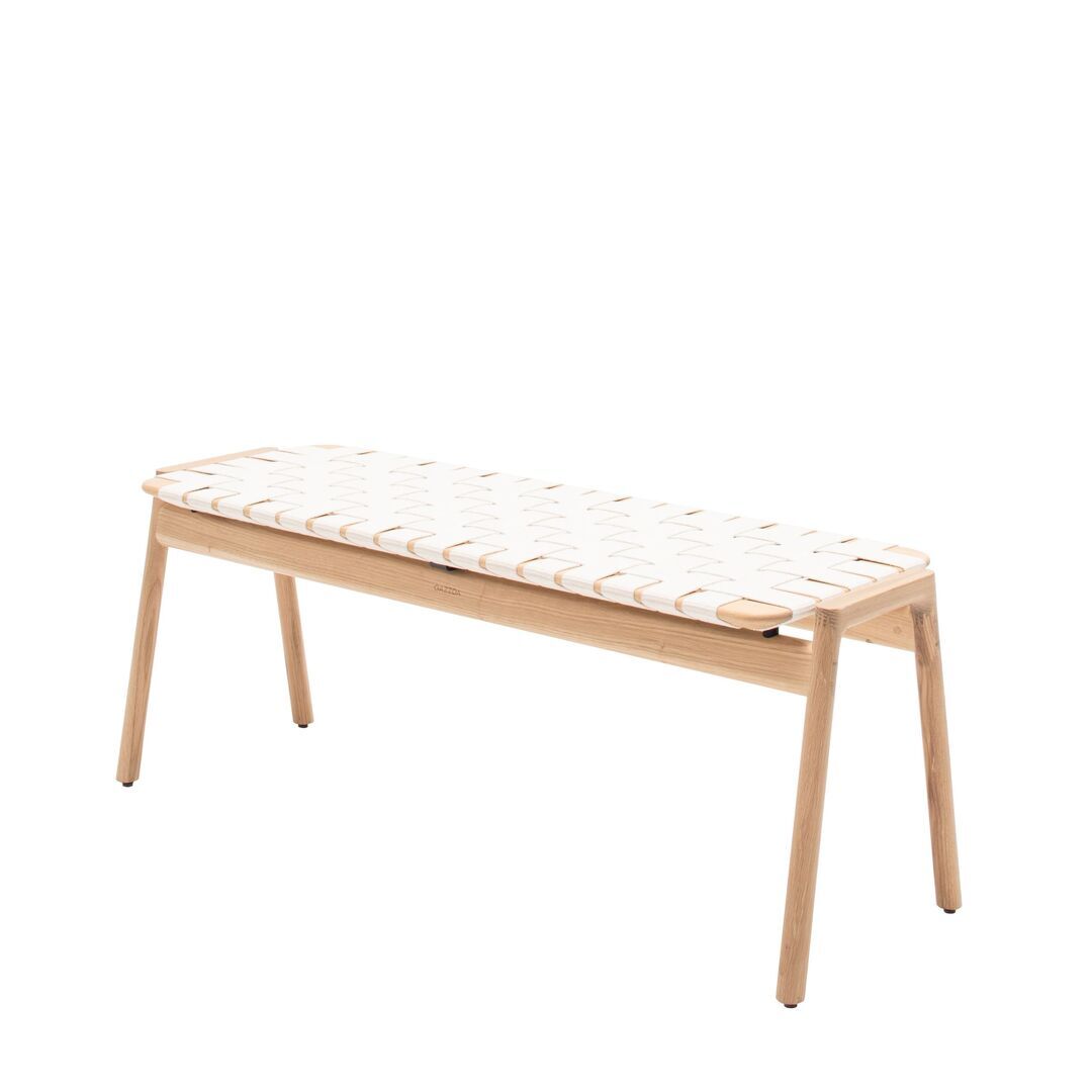 Gazzda Klupa Bench von Gazzda Oiled Oak - White Oil - Canvas weave - White, B: 120 cm