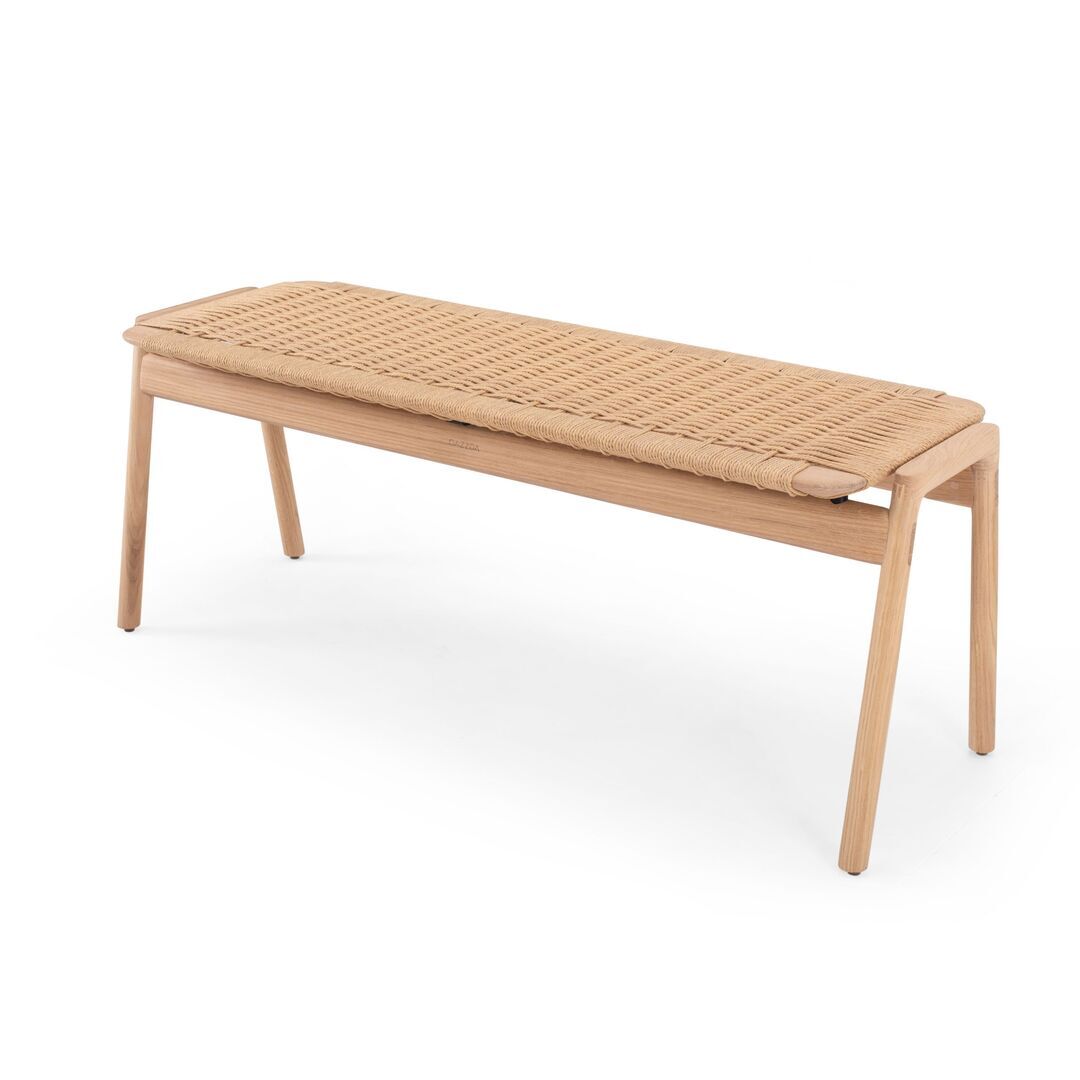 Gazzda Klupa Bench von Gazzda Oiled Oak - White Oil - Paper Cord - Natural, B: 120 cm