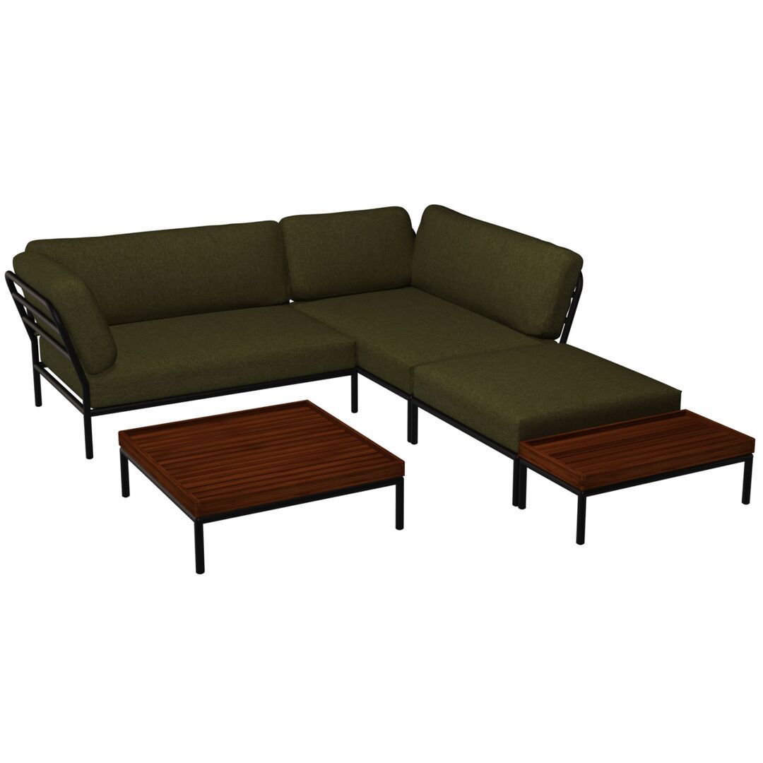 Houe Houe LEVEL Kombination 02 - Outdoor Sofa Dark Grey, Leaf Heritage 42