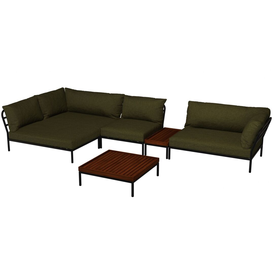 Houe Houe LEVEL 2 Kombination 01- Outdoor Sofa Dark Grey, Leaf Heritage 42