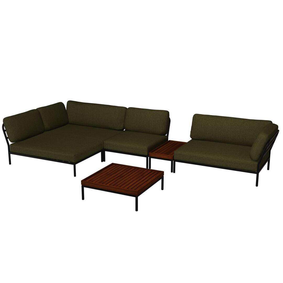 Houe Houe LEVEL Kombination 01- Outdoor Sofa  Dark Grey, Leaf Heritage 42