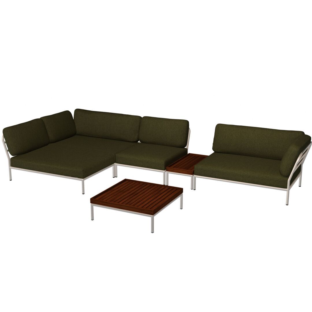 Houe Houe LEVEL Kombination 01- Outdoor Sofa  Muted White, Leaf Heritage 42