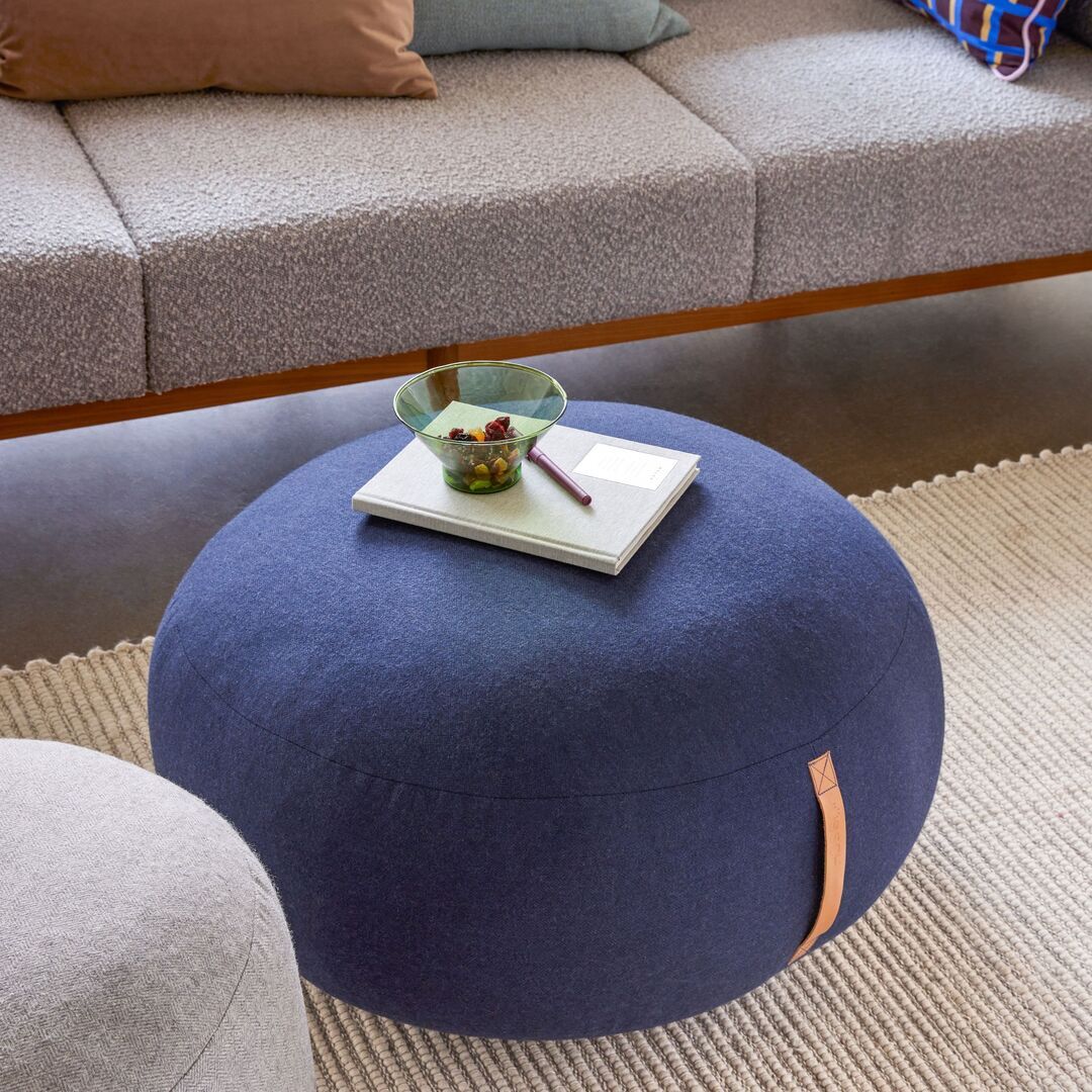 Hübsch  Mochi Pouf Blau von Hübsch  Blau, Ø: 70 cm / H: 35 cm