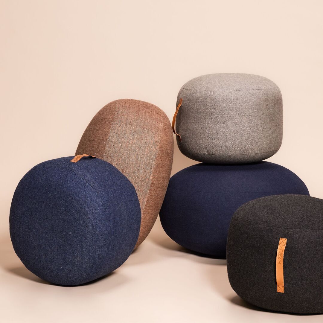 Hübsch  Mochi Pouf Blau von Hübsch  Blau, Ø: 70 cm / H: 35 cm