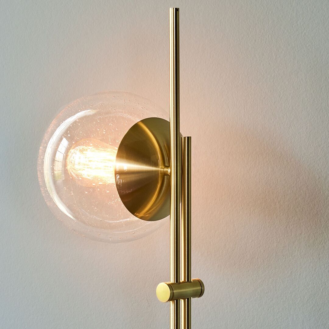 Huebsch Stehlampe Metall/Glass messing/klar