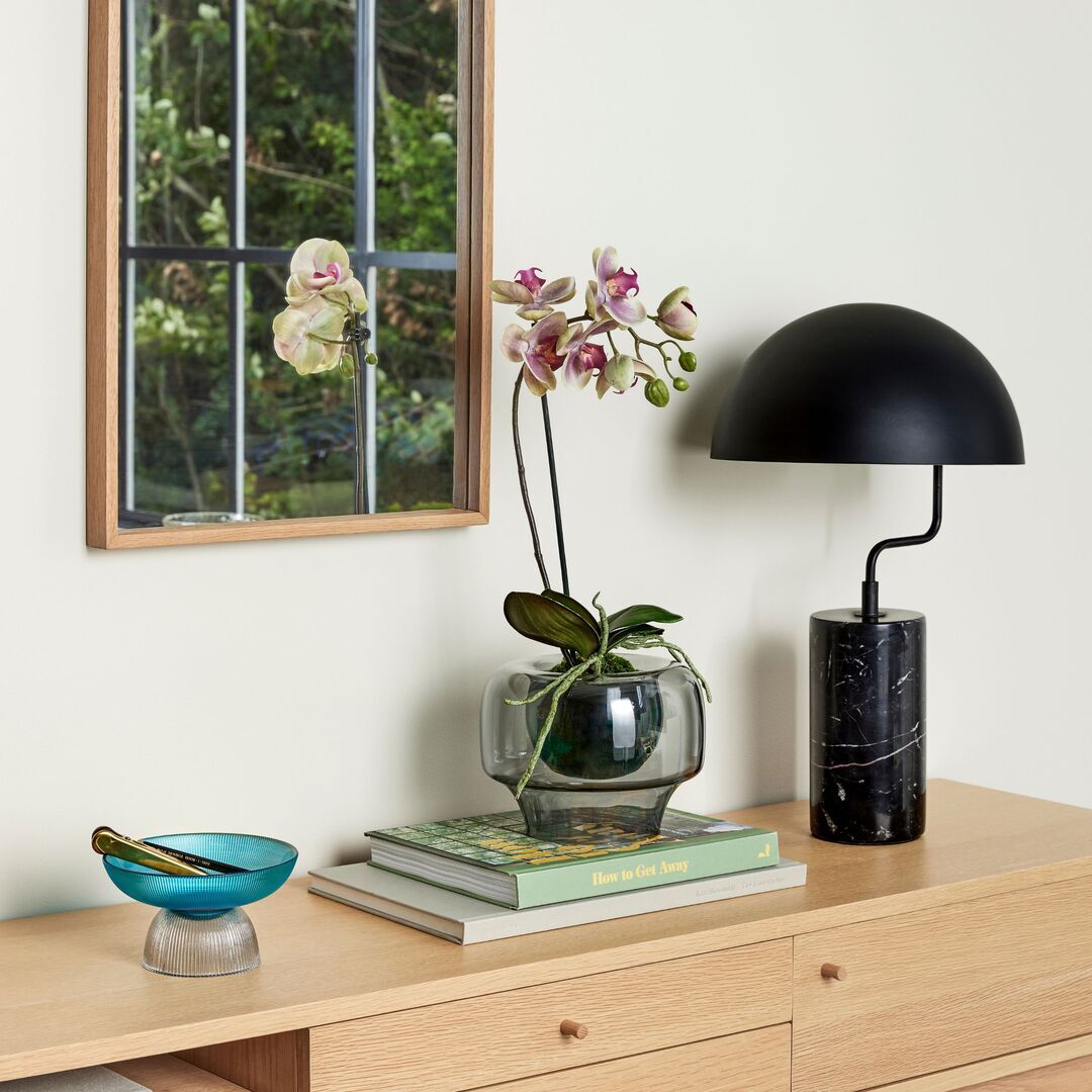 Huebsch Tischlampe schwarz metall/marmor