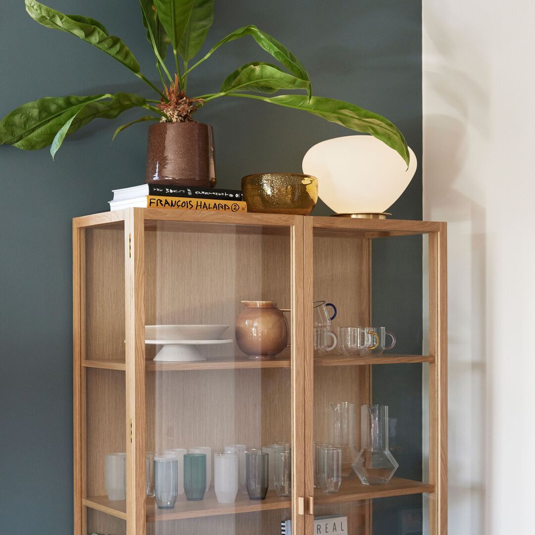 Huebsch Tischlampe Glas/Metall messing/weiss