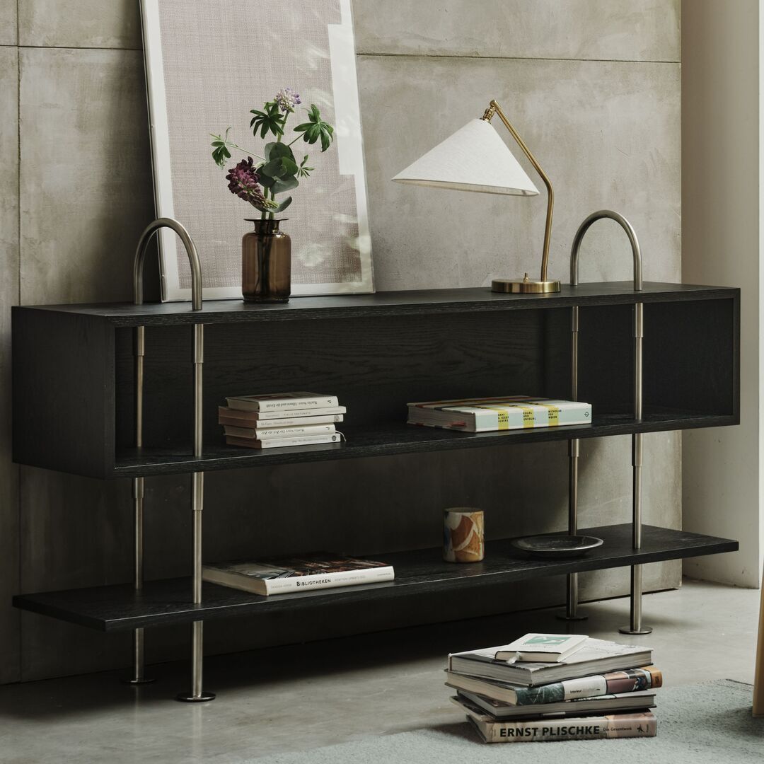 Gubi Regalsystem Keen 160 mit Regalböden und Box von Gubi 1 Regalboden, Braun / Schwarz