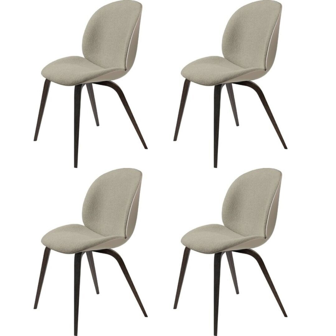 Stuhl mit Frontpolsterung und Holzgestell Beetle im 4er Set von Gub