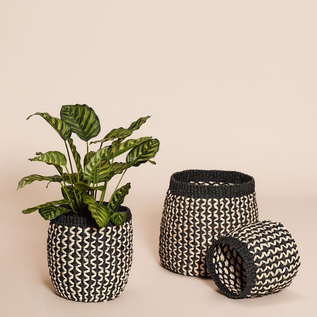 Hübsch  Sprout Körbe im 2er Set von Hübsch  Schwarz/Naturfarben