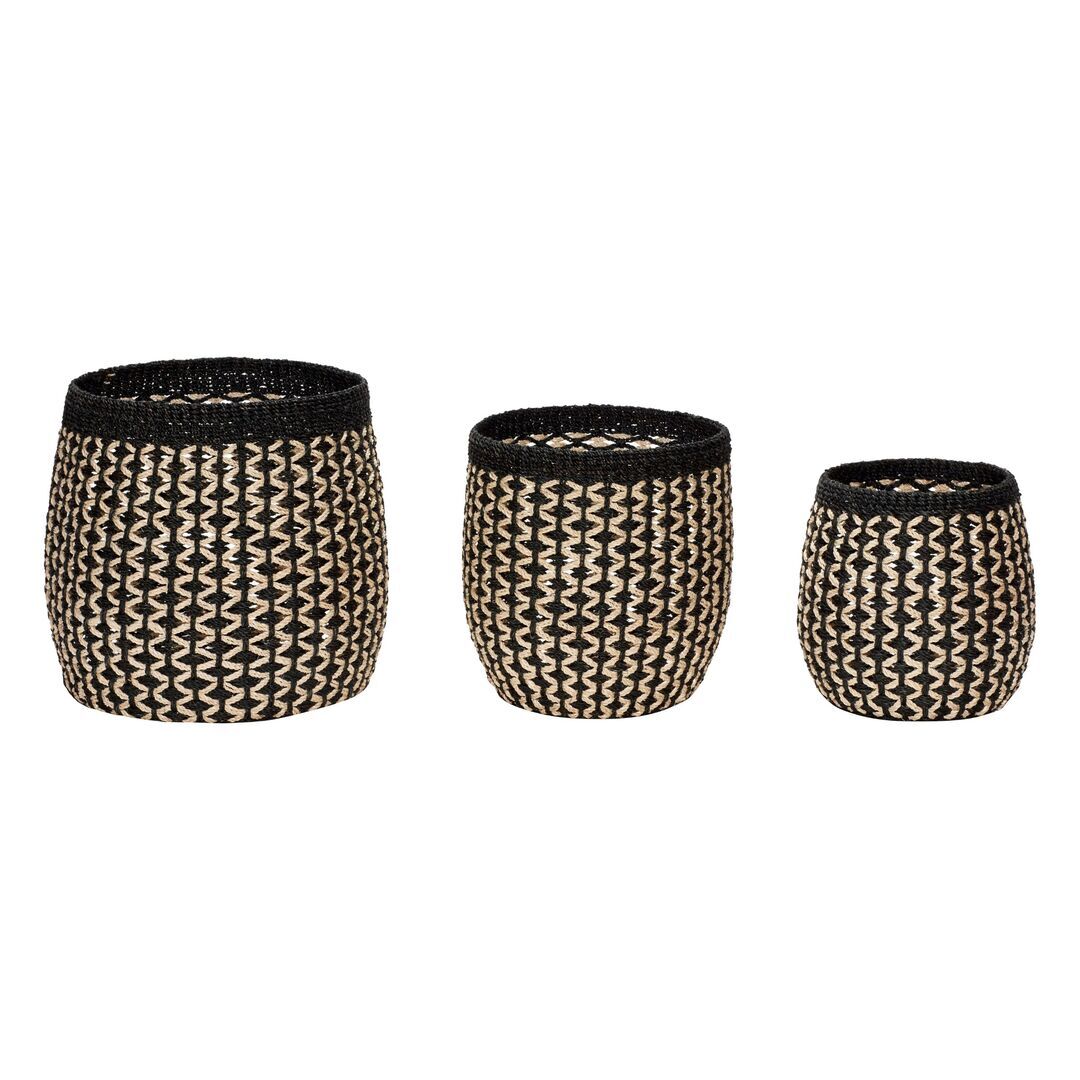 Hübsch  Sprout Körbe im 2er Set von Hübsch  Schwarz/Naturfarben