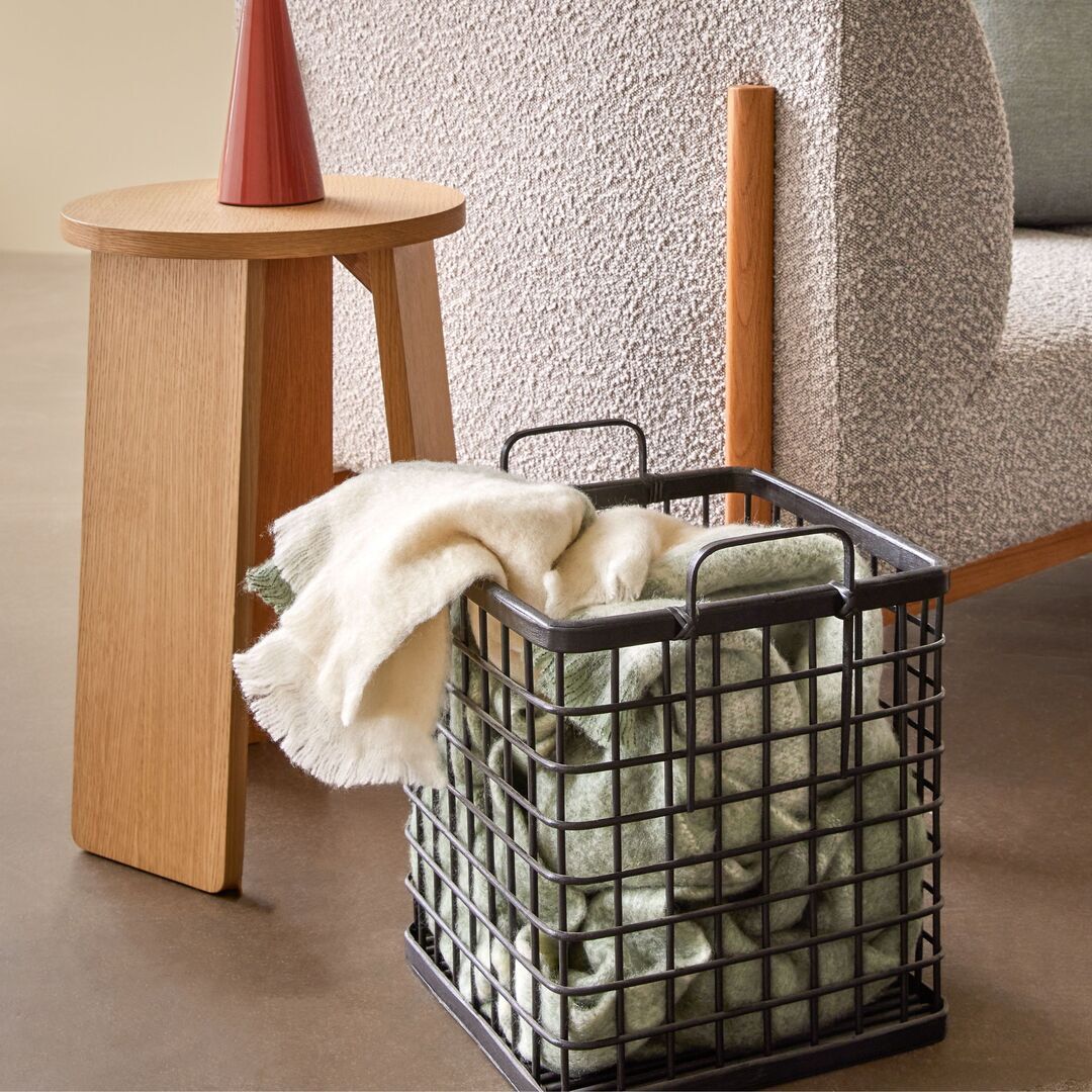 Huebsch Korb M Griffe Viereckig Bambus 3Er Set - SchwarzHuebsch Korb M Griffe Viereckig Bambus 3Er Set - Schwarz