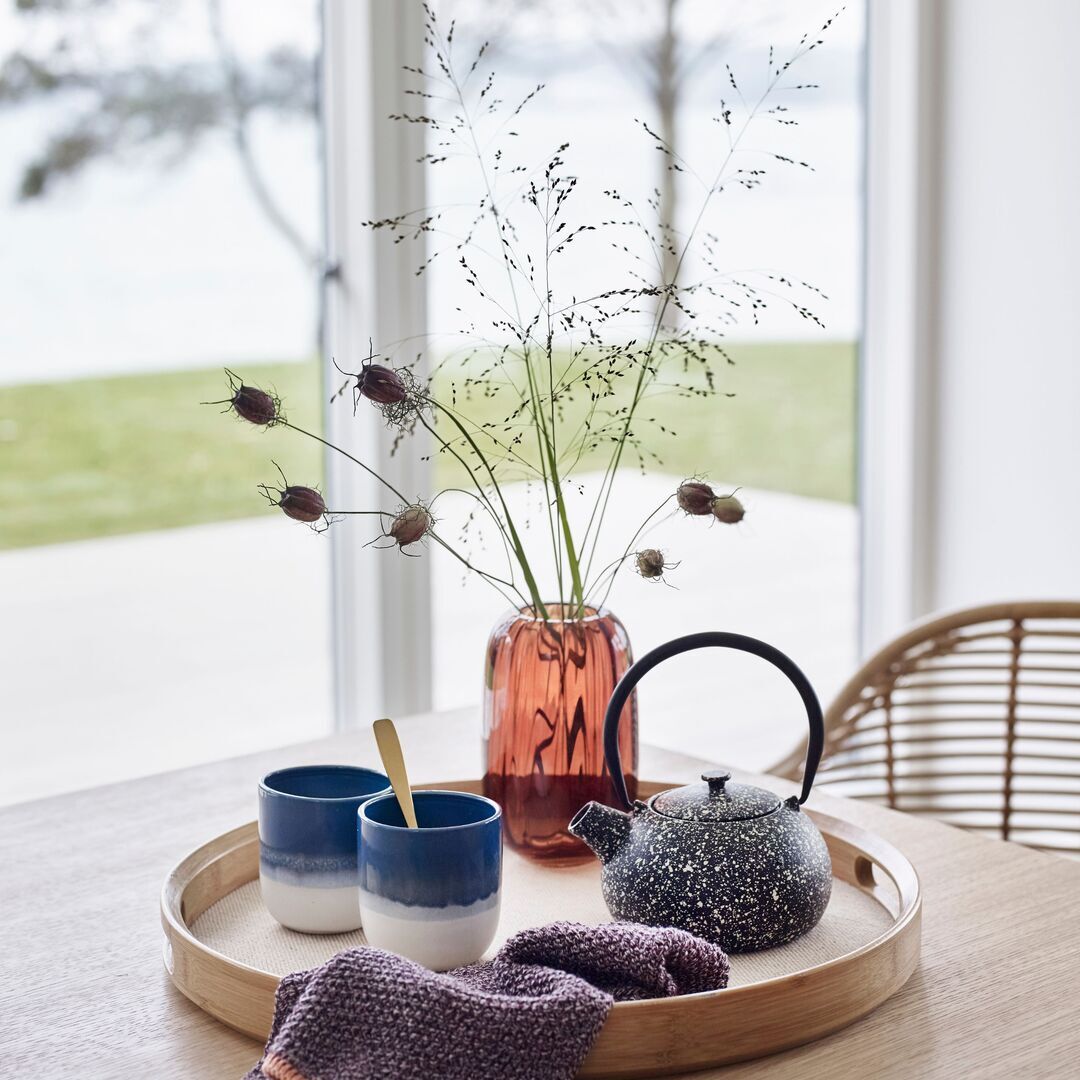 Hübsch Canvas Tabletts Round Naturfarben (2er Set)