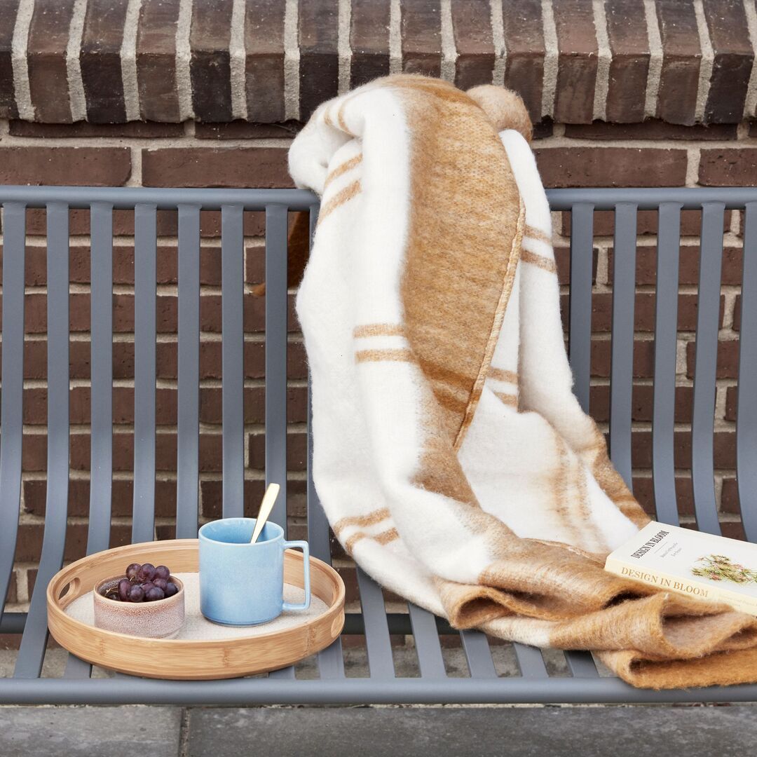 Hübsch Canvas Tabletts Round Naturfarben (2er Set)