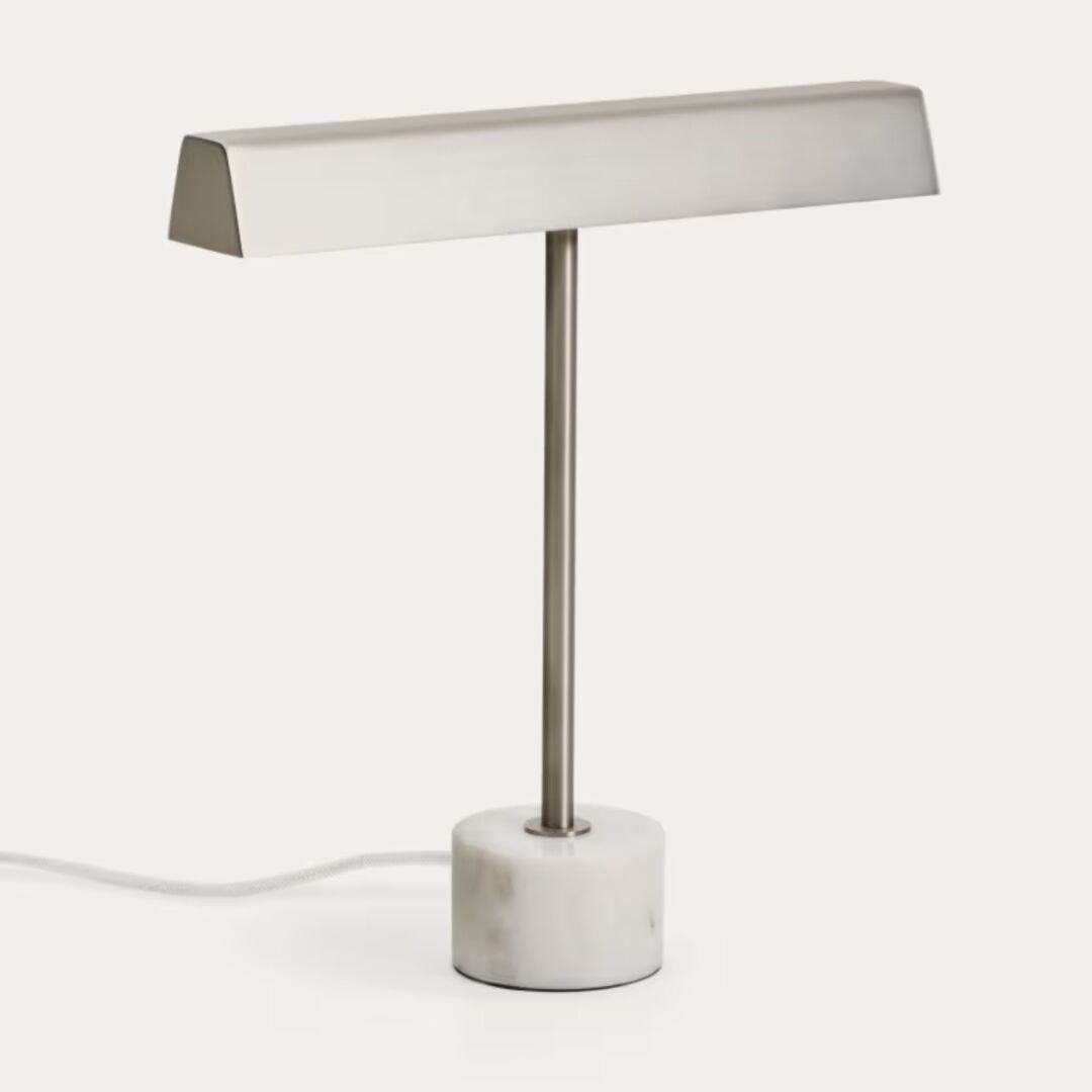 Kave_Home_Tischlampe_Lynor_Silber_Weiss_Marmor