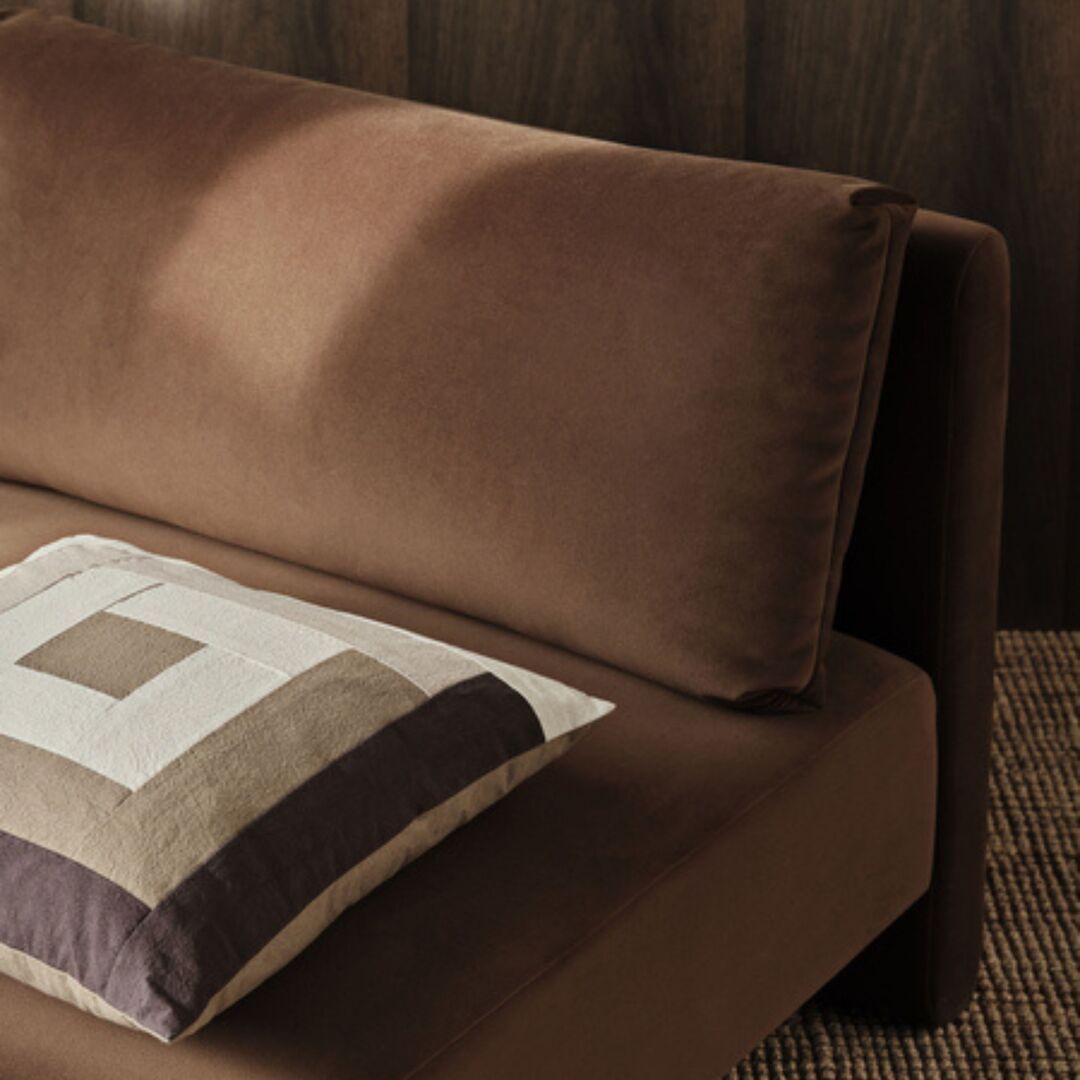 Ferm Living Border Patchwork Cushion B: 50 cm / H: 50 cm , Coffee / Dark Sand