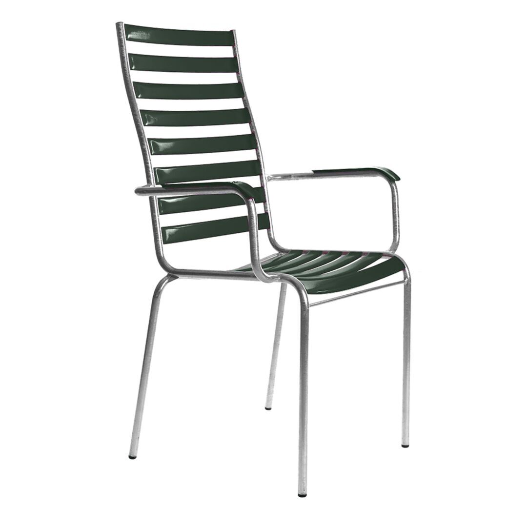 Manufakt Stuhlmodell 14a/Hochlehner mit Armlehnen von Bättig  Tannengrün - RAL 6009