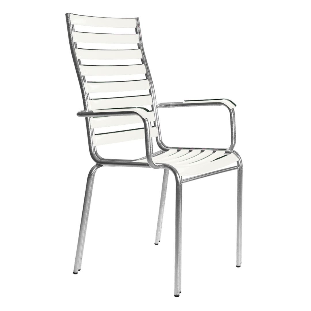 Manufakt Stuhlmodell 14a/Hochlehner mit Armlehnen von Bättig  Verkehrsweiss - RAL 9016