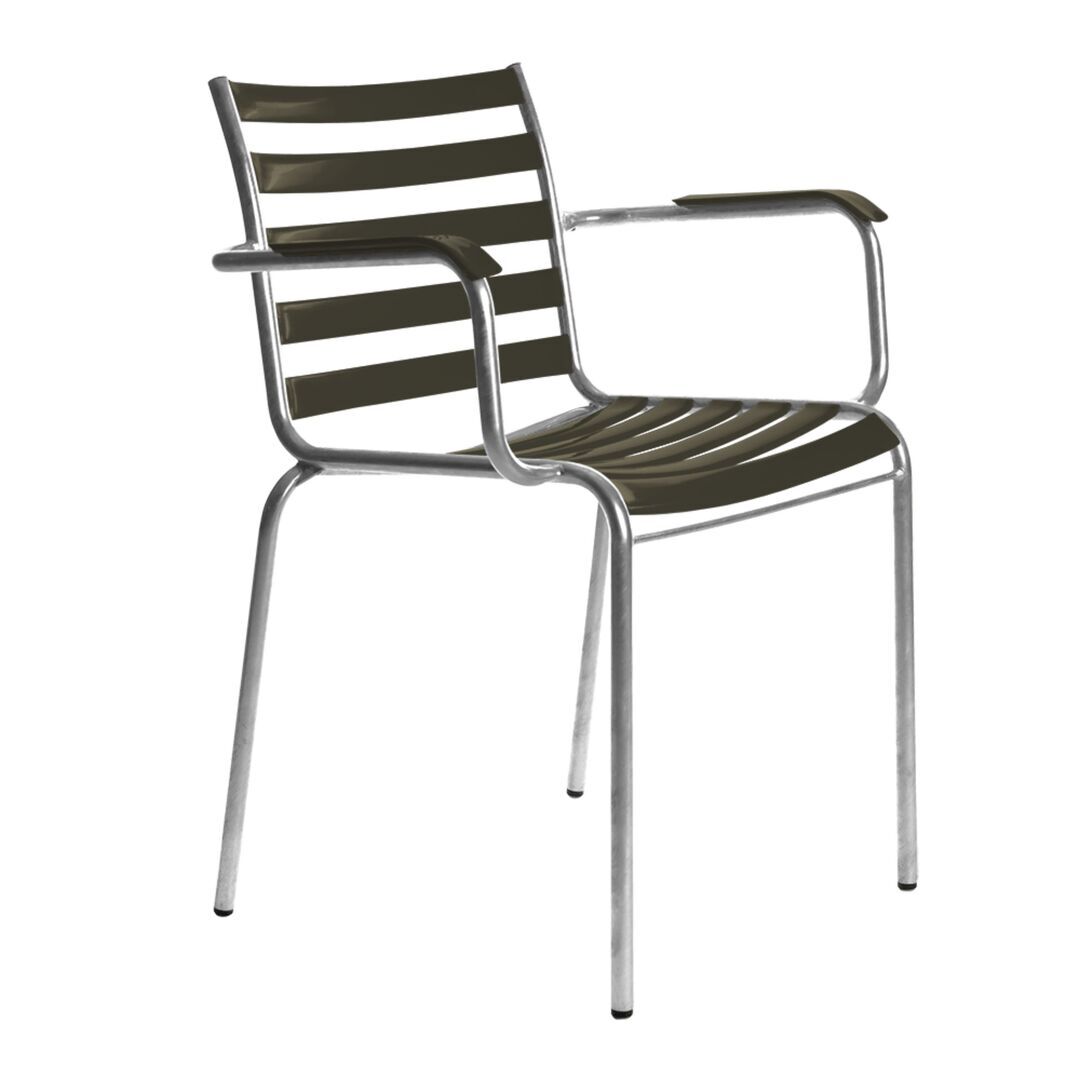 Manufakt Stuhlmodell 14/a mit Armlehnen von Bättig  Grauoliv - RAL 6006