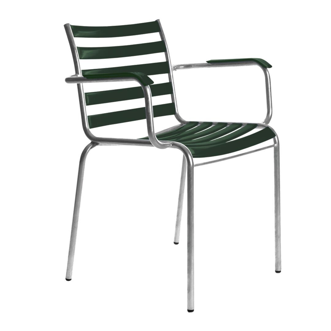 Manufakt Stuhlmodell 14/a mit Armlehnen von Bättig  Tannengrün - RAL 6009