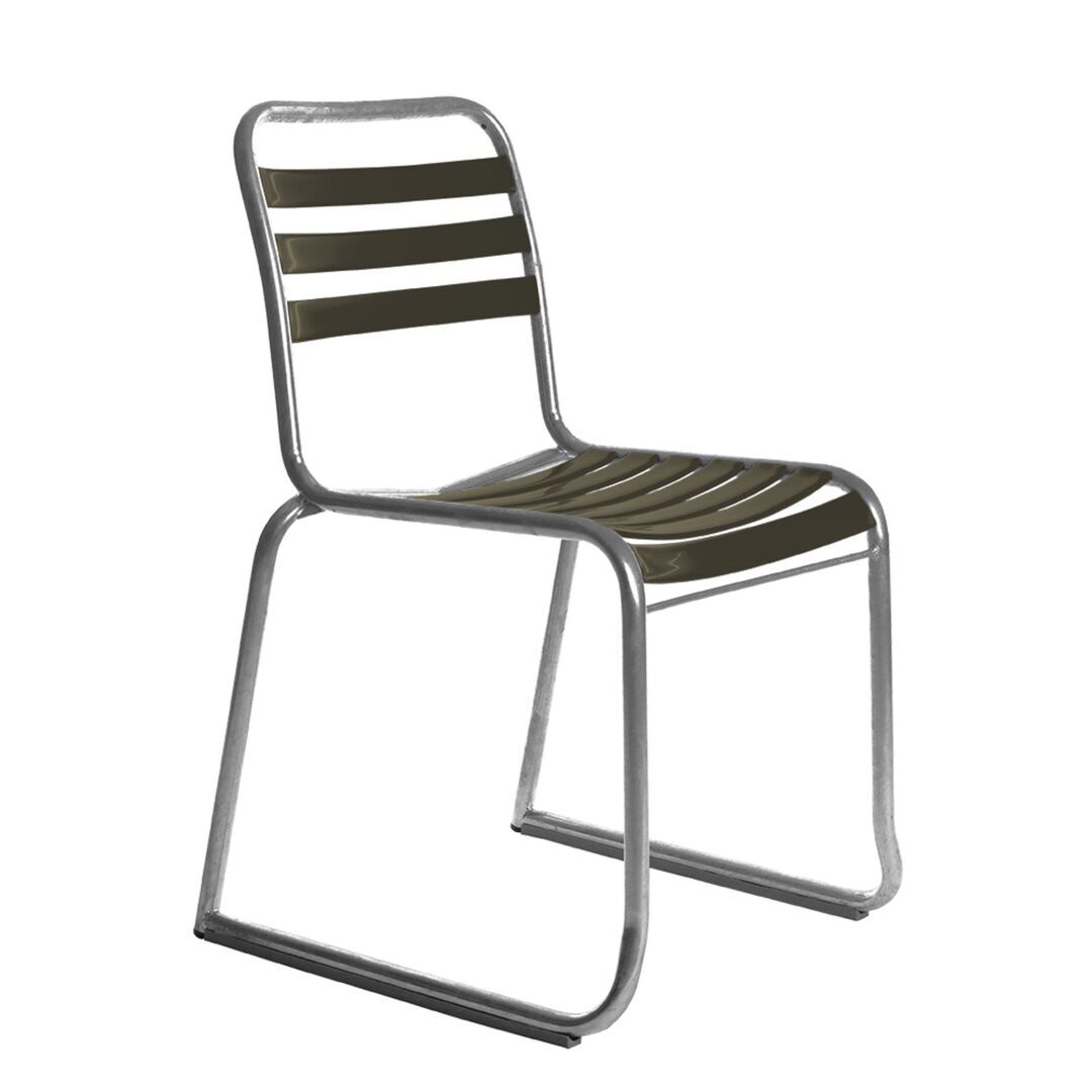 Manufakt Stuhlmodell 11 Kufen von Bättig Grauoliv - RAL 6006, Chouchin 1 LED h. 10 m